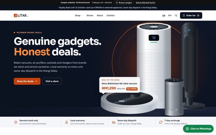 Home page of the Litar Gadget sample