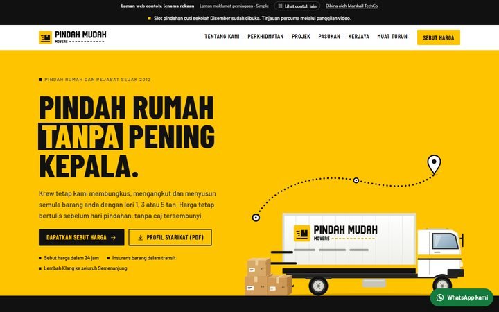 Home page of the Pindah Mudah sample
