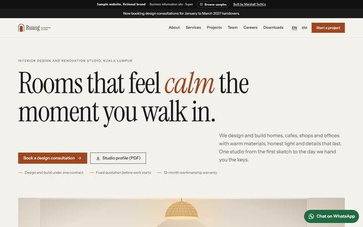 Home page of the Ruang sample